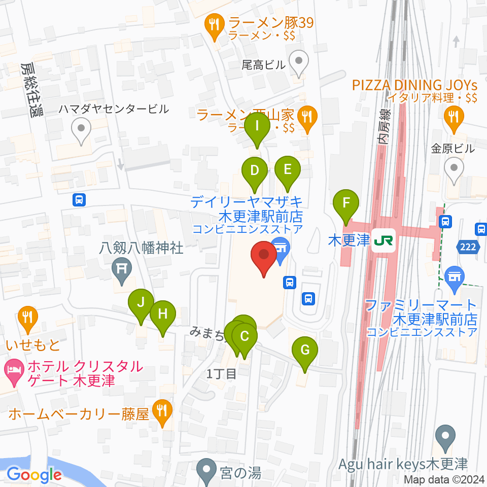 かずさエフエム周辺のファミレス・ファーストフード一覧地図