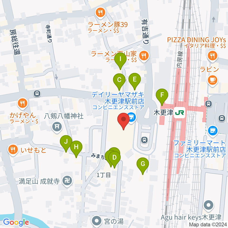 かずさエフエム周辺のファミレス・ファーストフード一覧地図