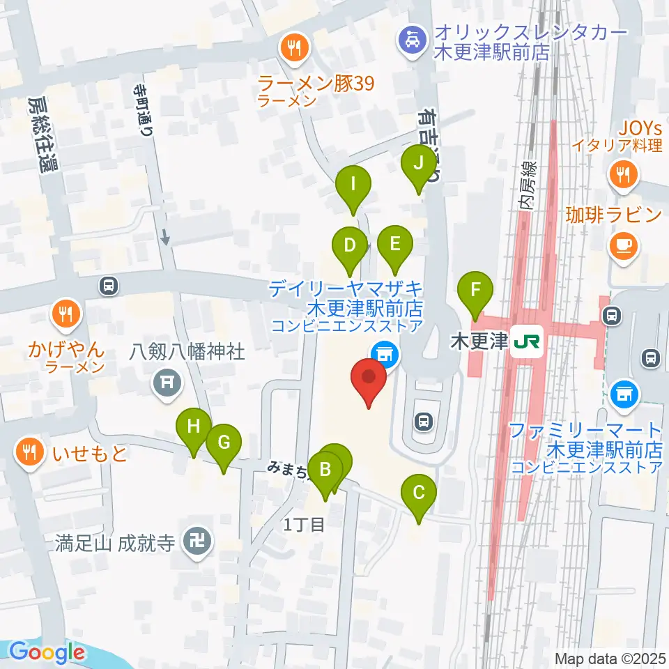 かずさエフエム周辺のファミレス・ファーストフード一覧地図