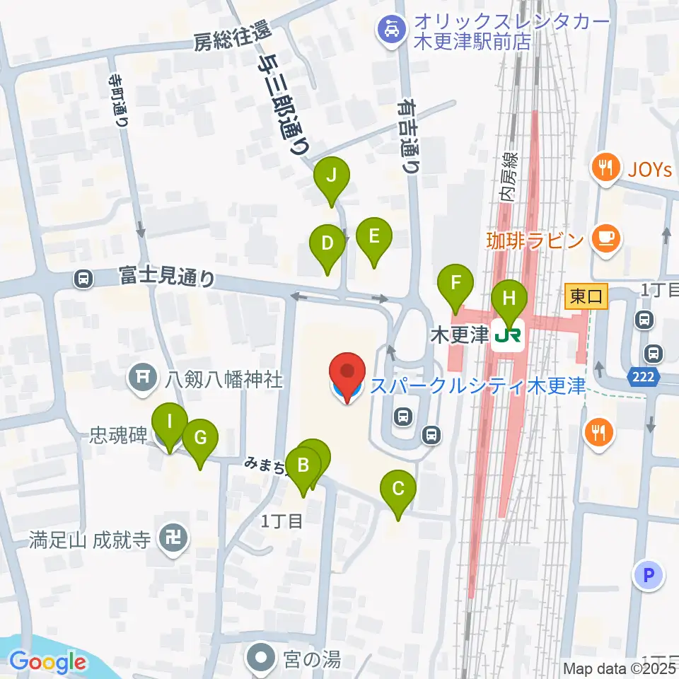 かずさエフエム周辺のファミレス・ファーストフード一覧地図