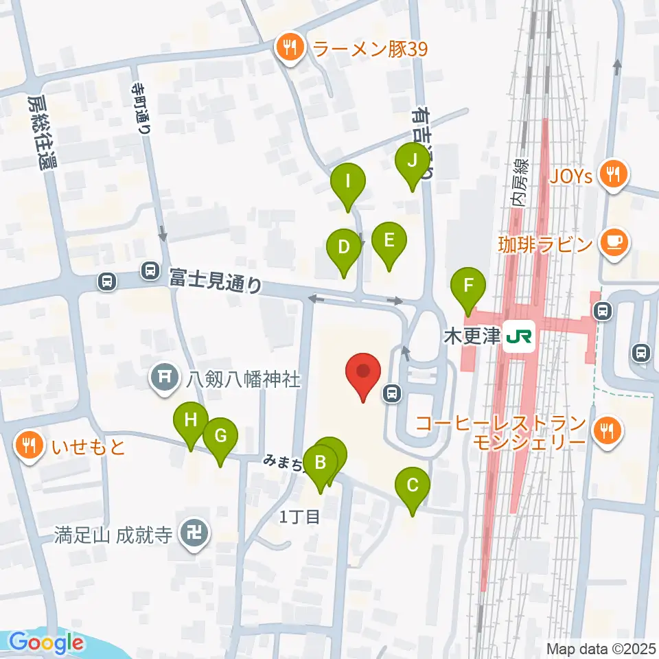 かずさエフエム周辺のファミレス・ファーストフード一覧地図
