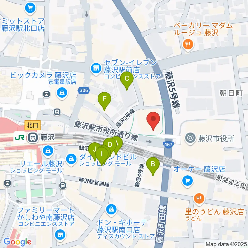 レディオ湘南周辺のファミレス・ファーストフード一覧地図