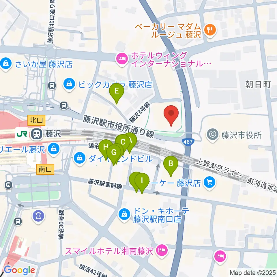レディオ湘南周辺のファミレス・ファーストフード一覧地図