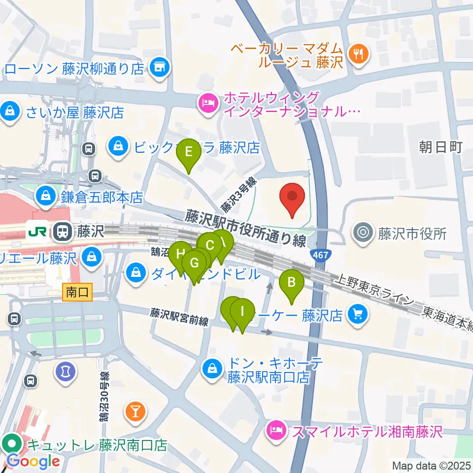 レディオ湘南周辺のファミレス・ファーストフード一覧地図
