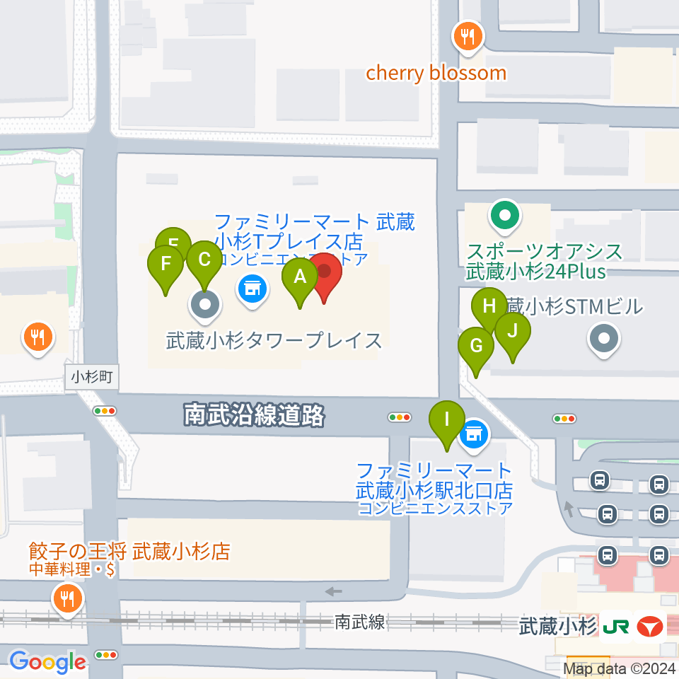 かわさきFM周辺のファミレス・ファーストフード一覧地図