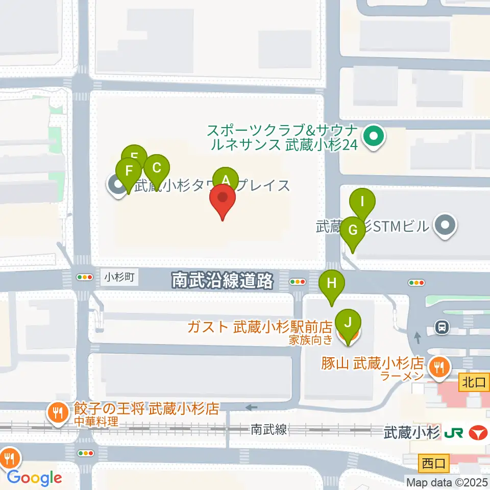 かわさきFM周辺のファミレス・ファーストフード一覧地図
