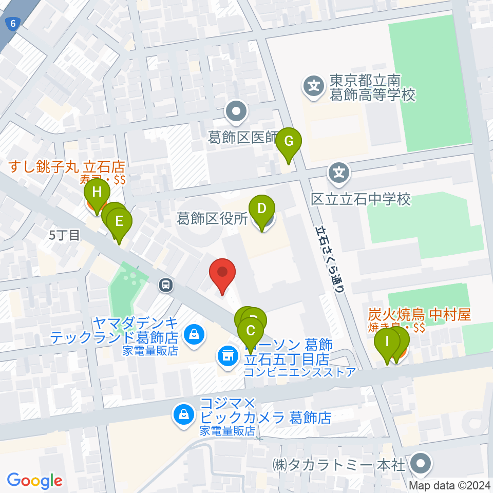 かつしかFM周辺のファミレス・ファーストフード一覧地図