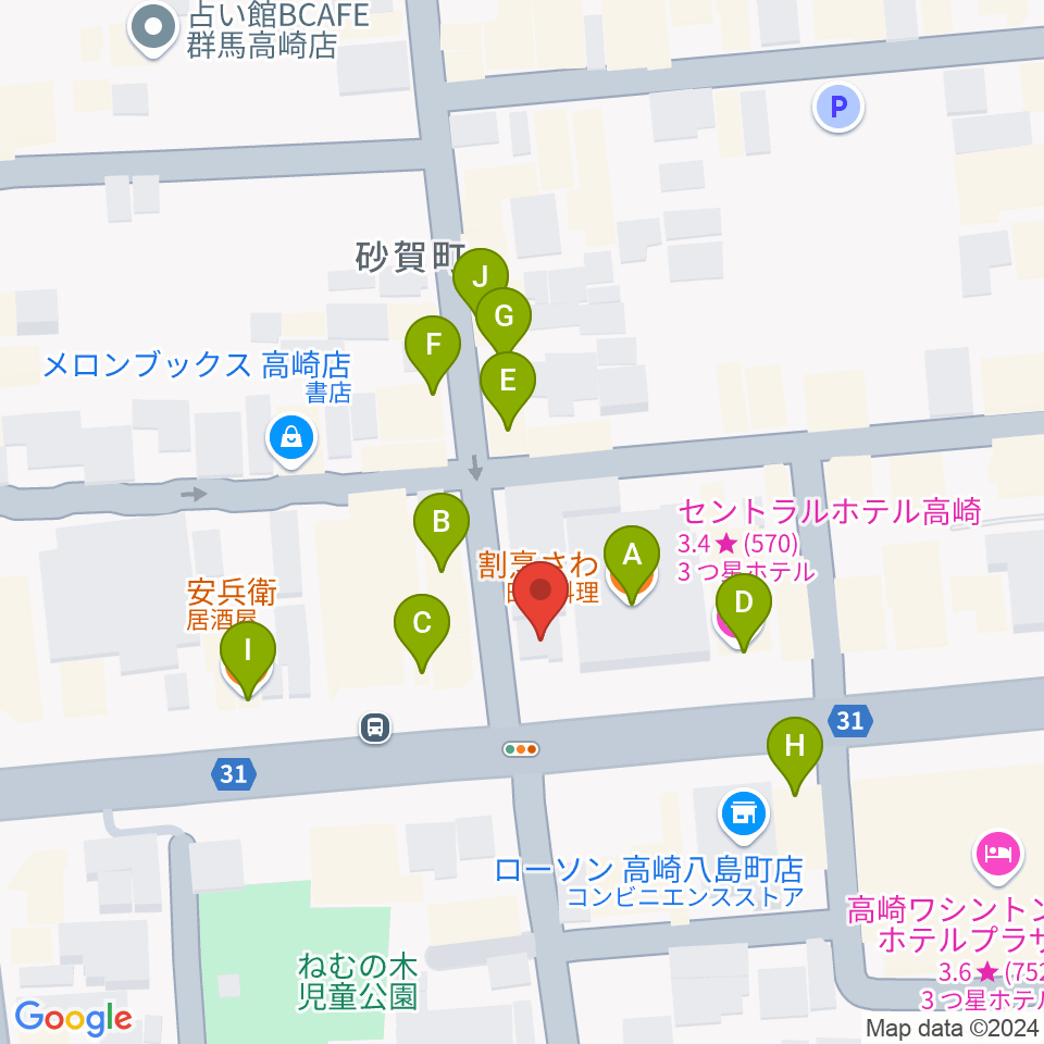 ラジオ高崎周辺のファミレス・ファーストフード一覧地図