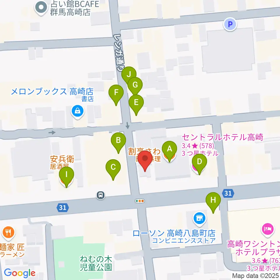 ラジオ高崎周辺のファミレス・ファーストフード一覧地図