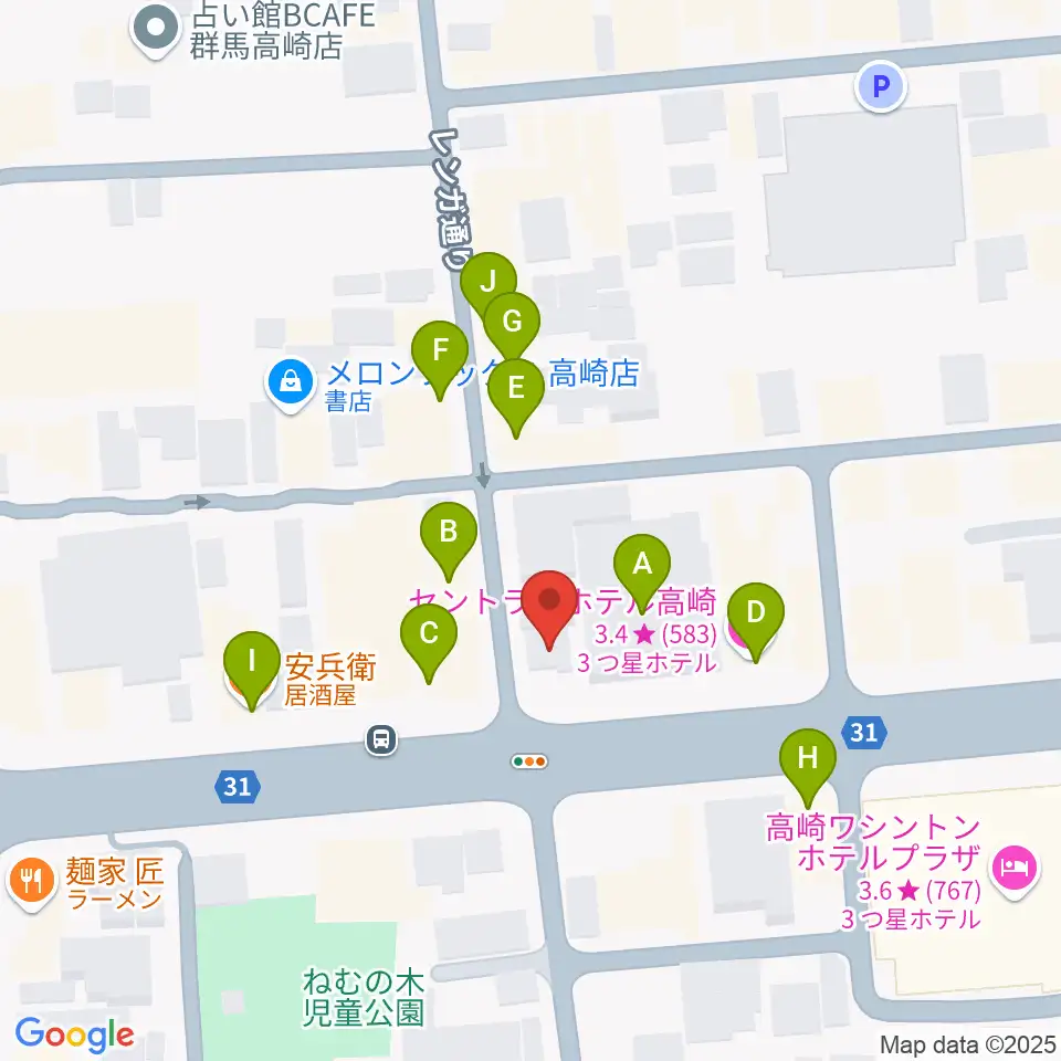 ラジオ高崎周辺のファミレス・ファーストフード一覧地図