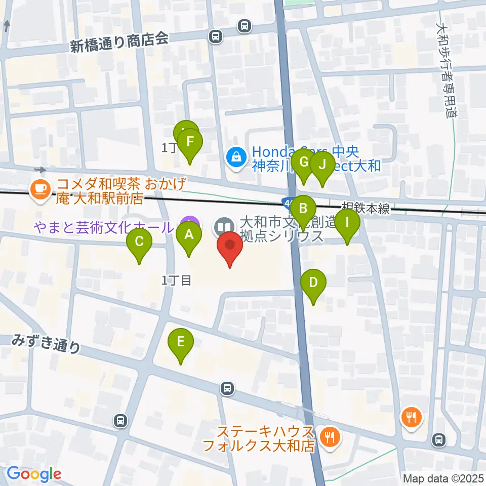 FMやまと周辺のファミレス・ファーストフード一覧地図