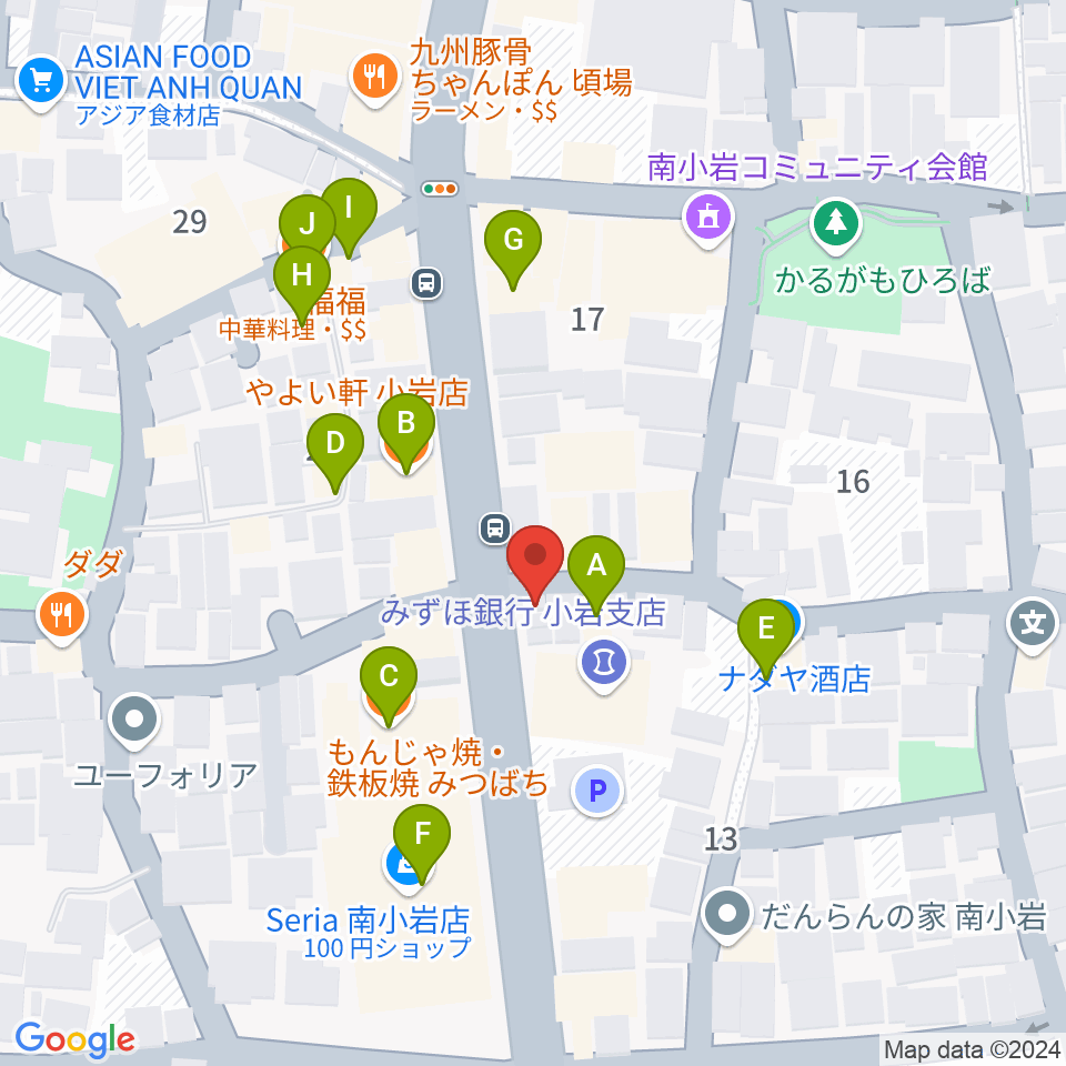 エフエム江戸川周辺のファミレス・ファーストフード一覧地図