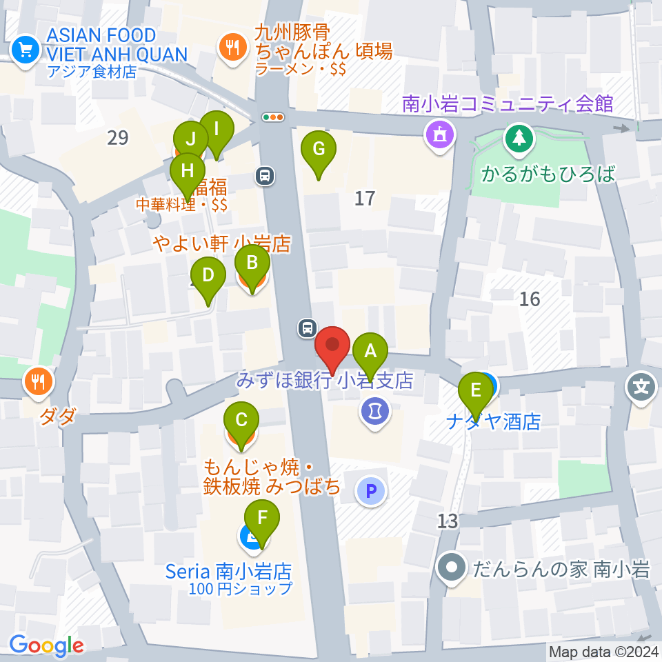 エフエム江戸川周辺のファミレス・ファーストフード一覧地図