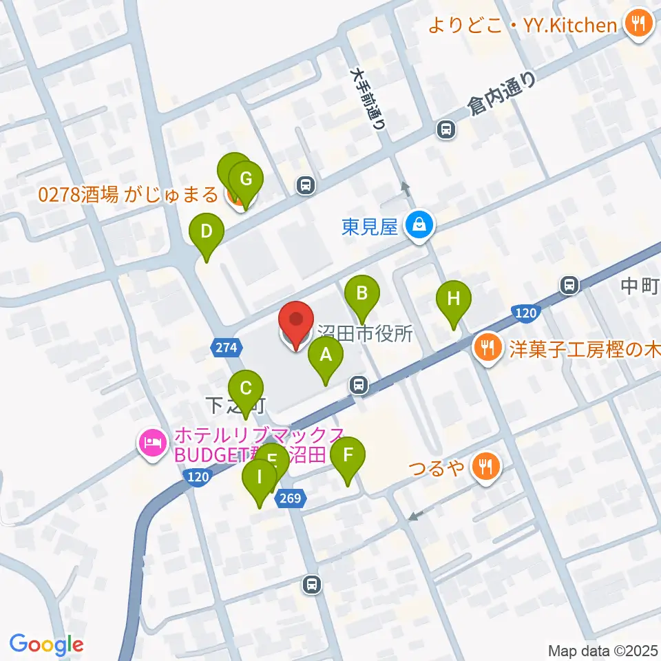FM OZE周辺のファミレス・ファーストフード一覧地図