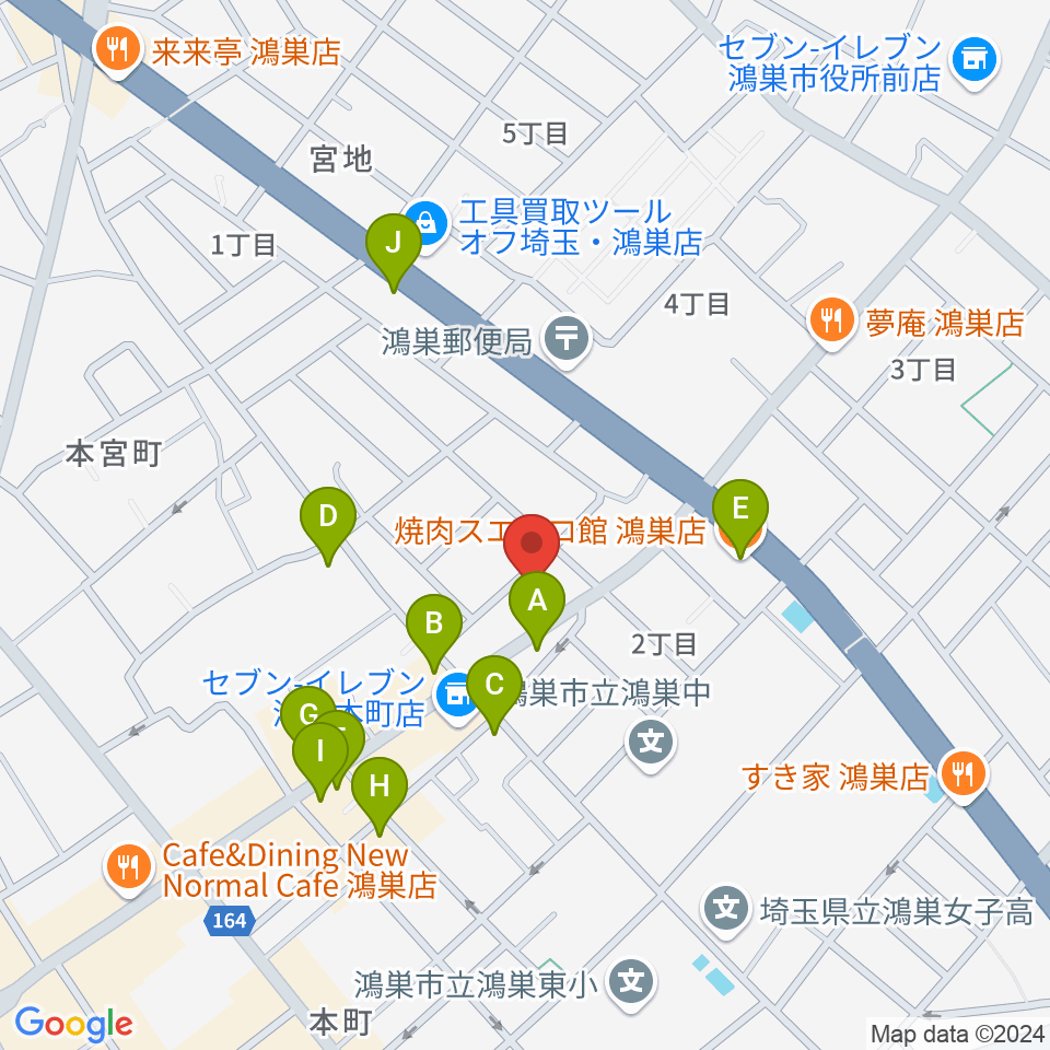 フラワーラジオ周辺のファミレス・ファーストフード一覧地図