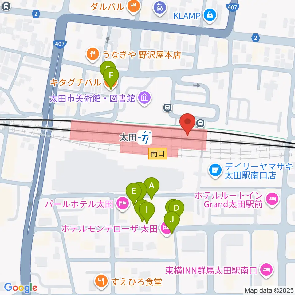 エフエム太郎周辺のファミレス・ファーストフード一覧地図
