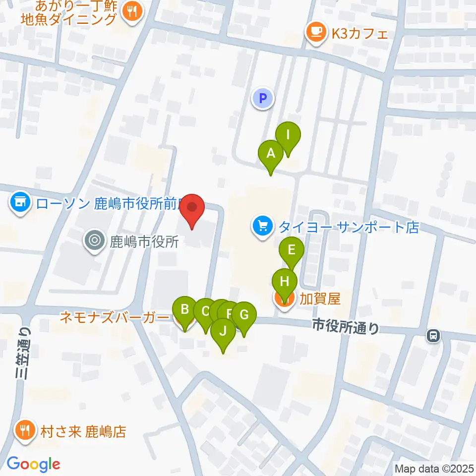 FMかしま周辺のファミレス・ファーストフード一覧地図