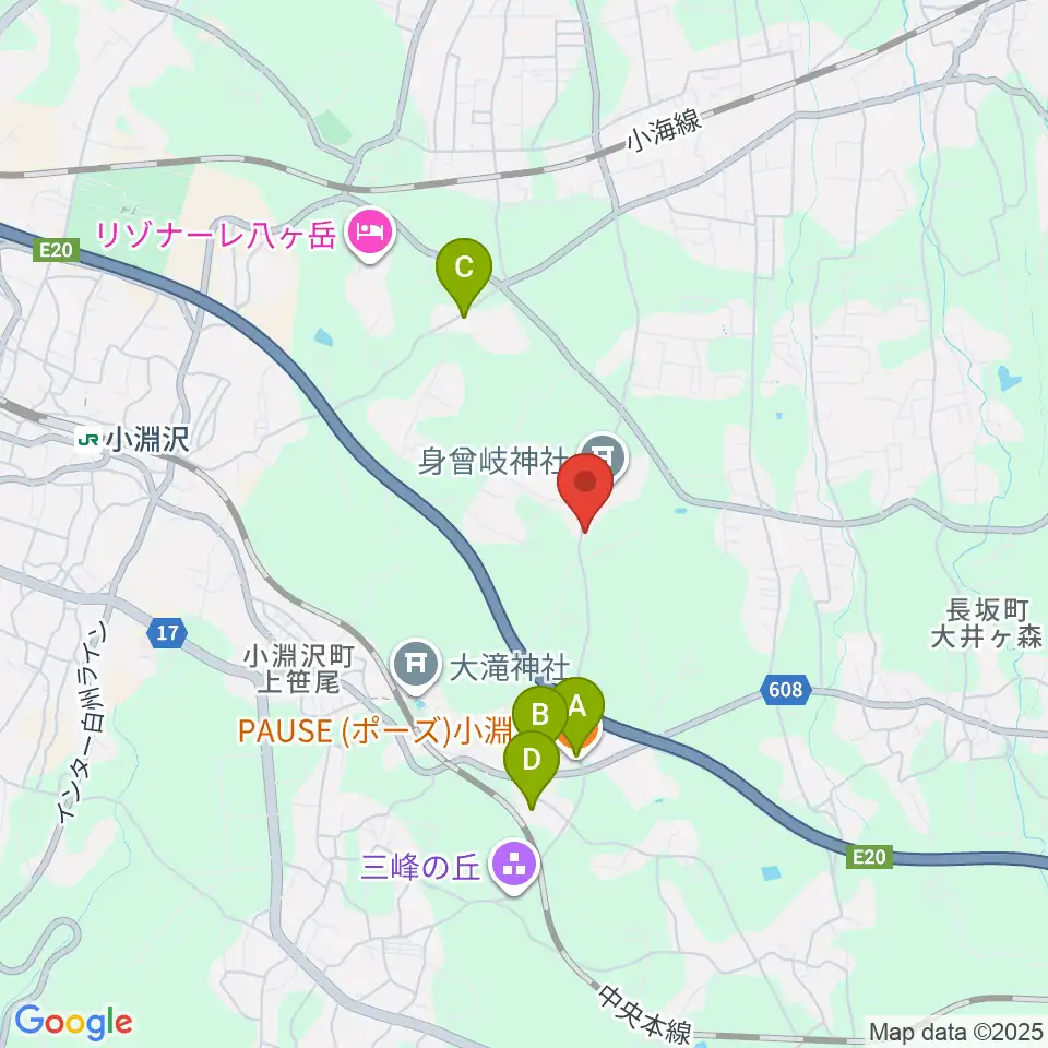 エフエム八ヶ岳周辺のファミレス・ファーストフード一覧地図