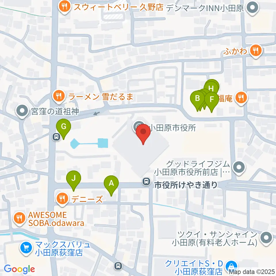 FMおだわら周辺のファミレス・ファーストフード一覧地図