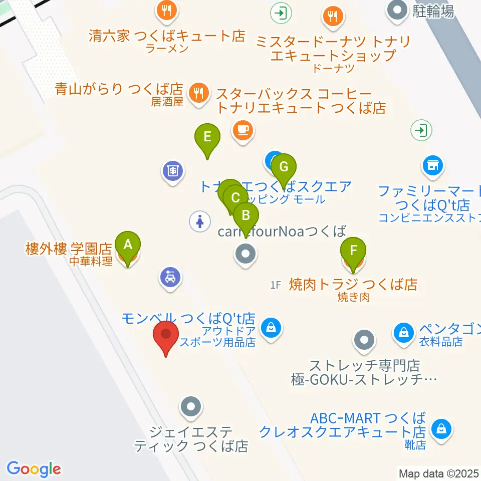ラヂオつくば周辺のファミレス・ファーストフード一覧地図