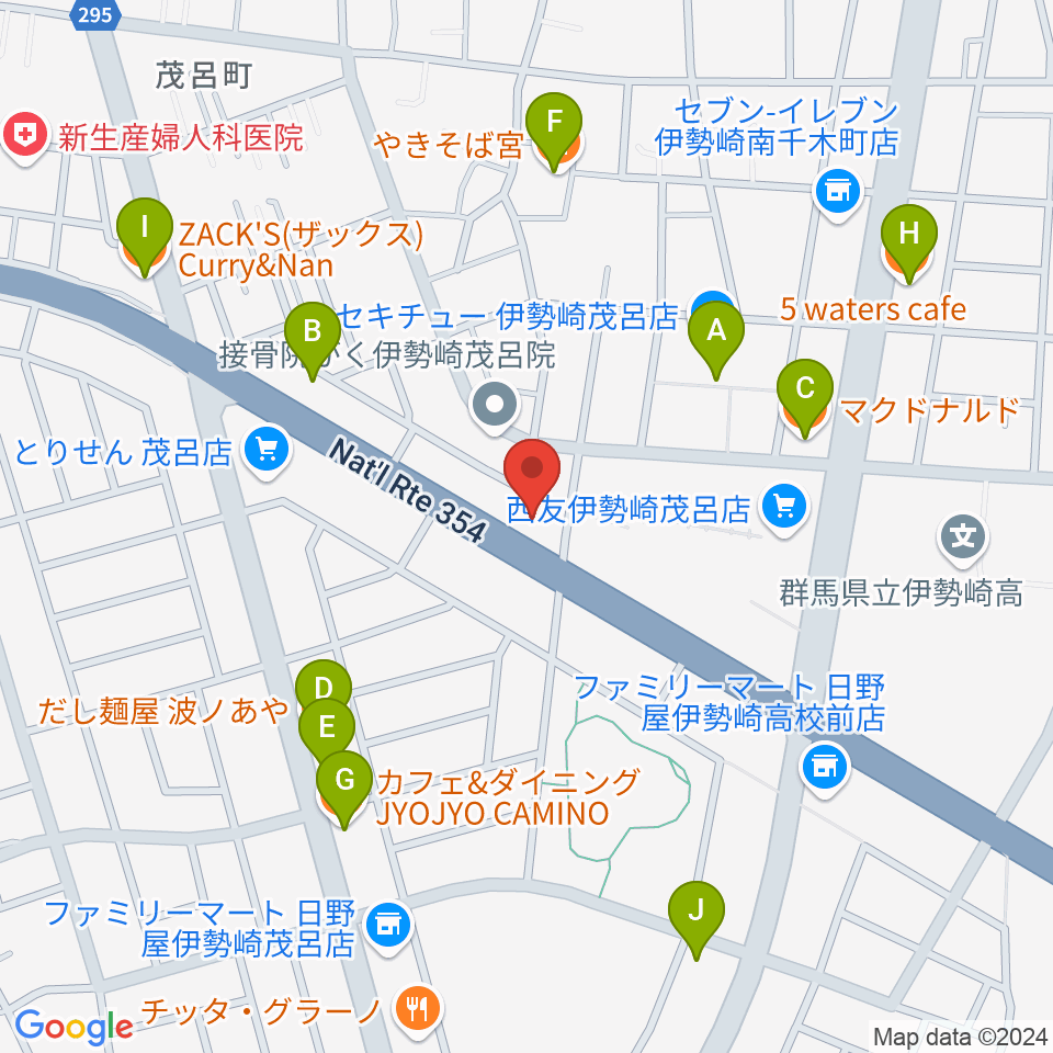 いせさきFM周辺のファミレス・ファーストフード一覧地図