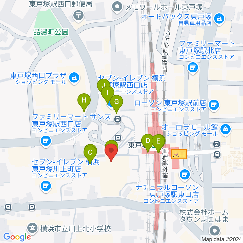 エフエム戸塚周辺のファミレス・ファーストフード一覧地図