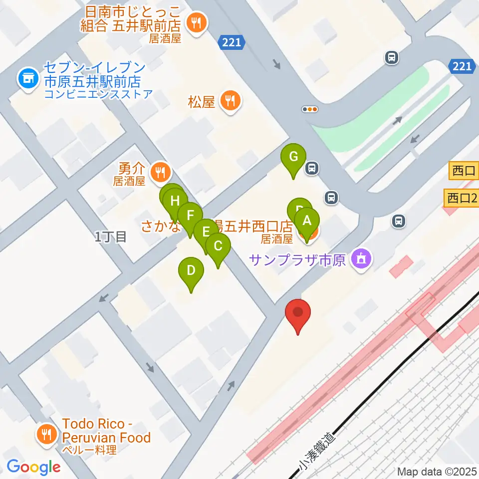 いちはらFM周辺のファミレス・ファーストフード一覧地図