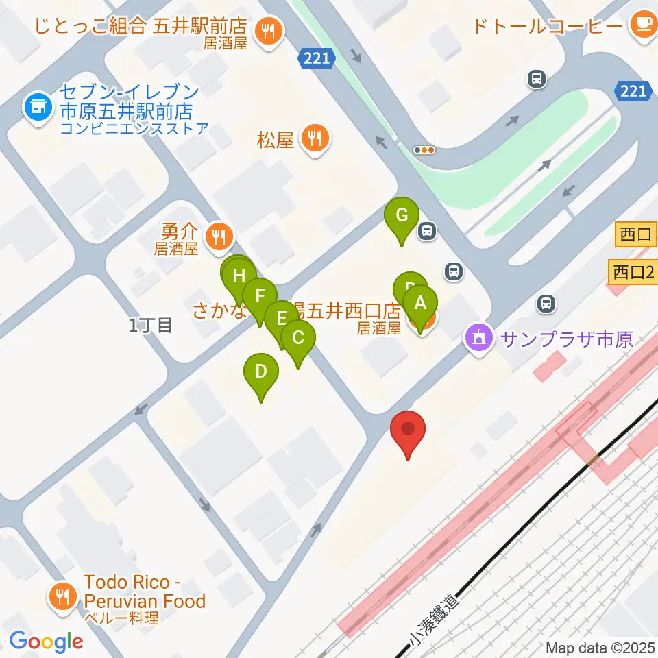 いちはらFM周辺のファミレス・ファーストフード一覧地図