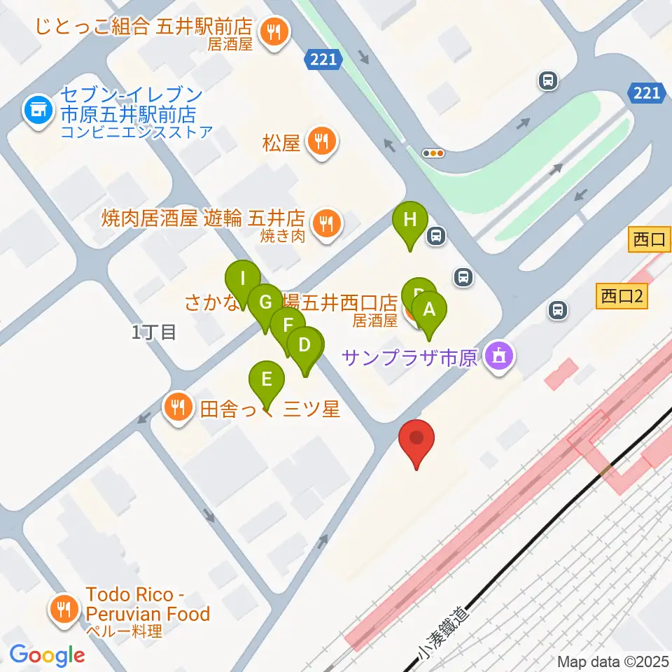 いちはらFM周辺のファミレス・ファーストフード一覧地図