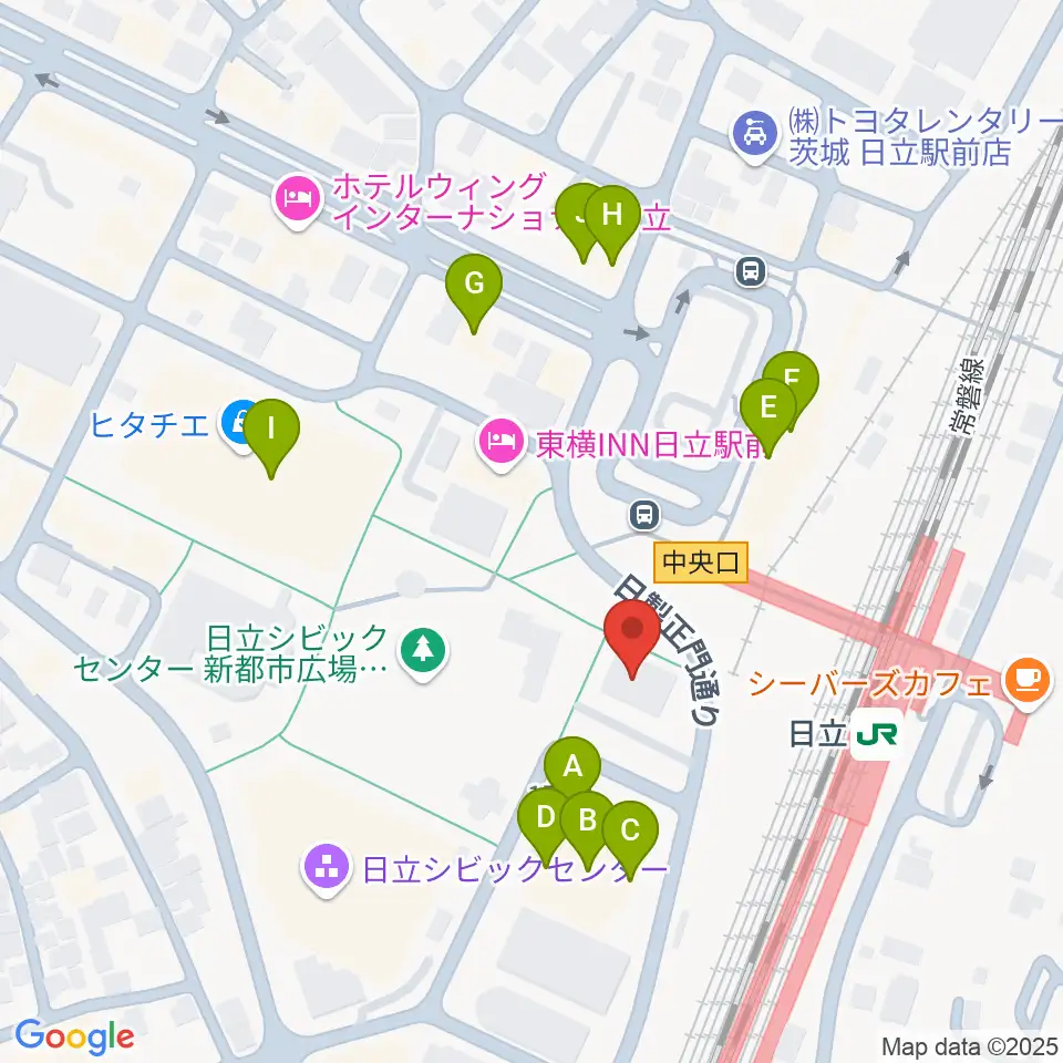 FMひたち周辺のファミレス・ファーストフード一覧地図