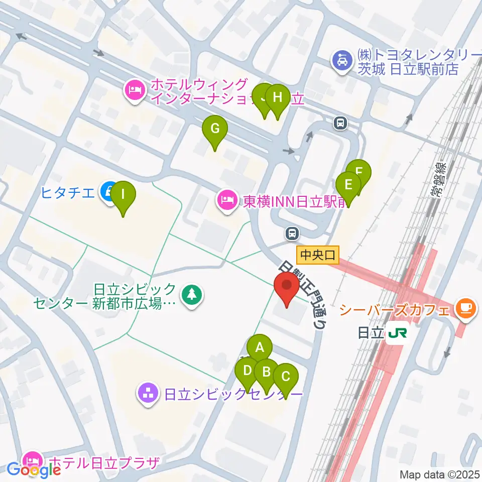 FMひたち周辺のファミレス・ファーストフード一覧地図