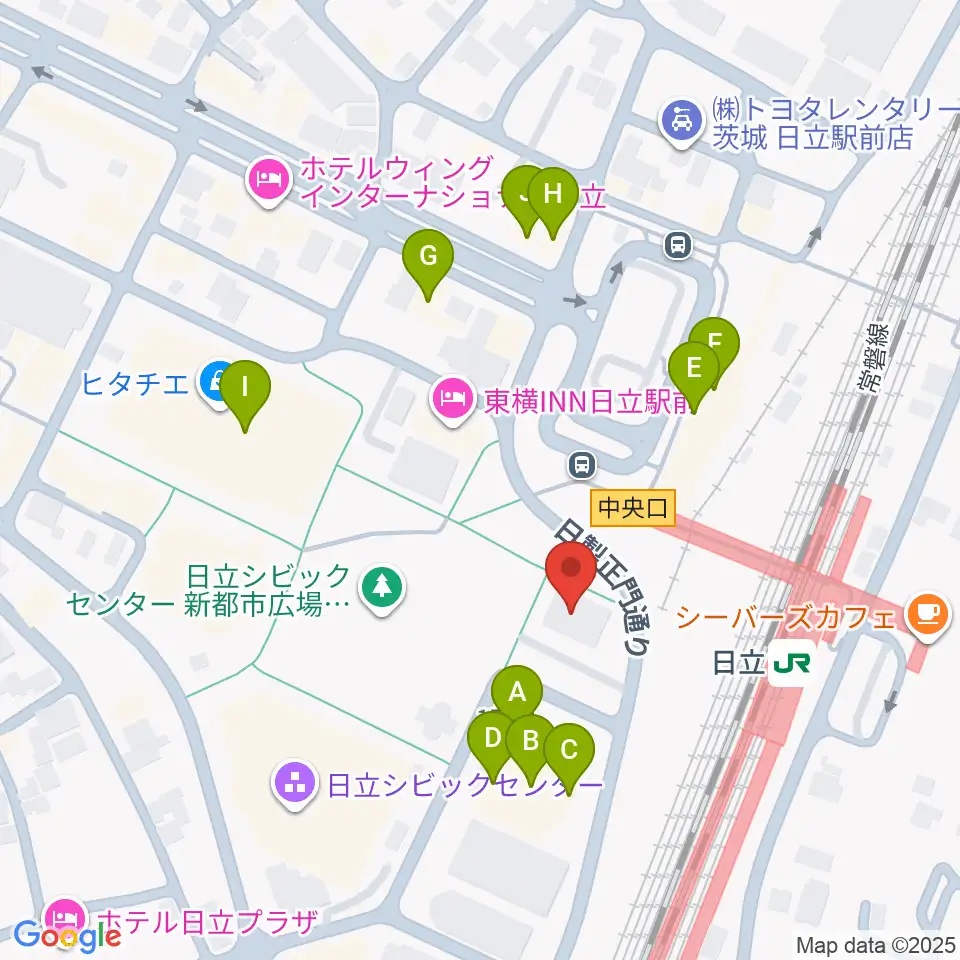 FMひたち周辺のファミレス・ファーストフード一覧地図