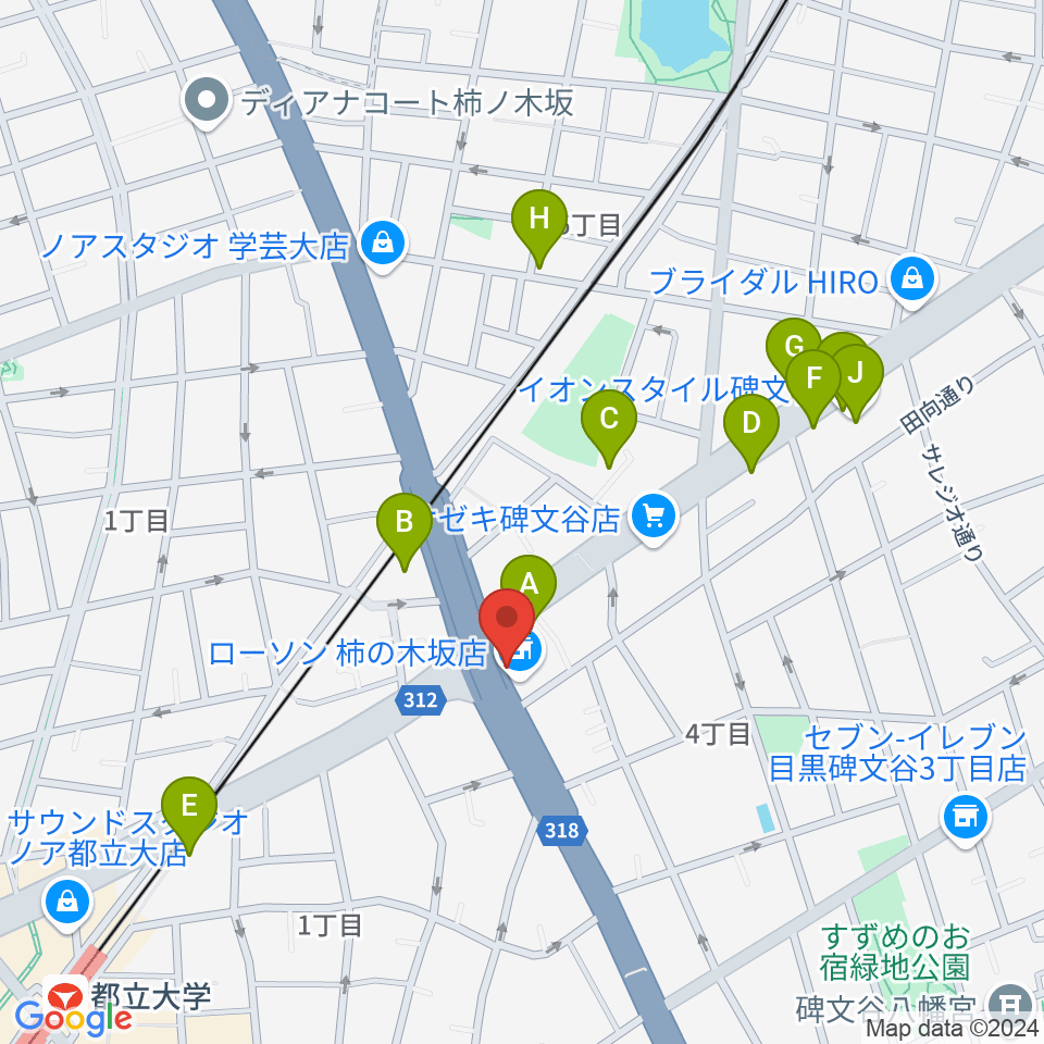 あすなろスタジオ周辺のファミレス・ファーストフード一覧地図