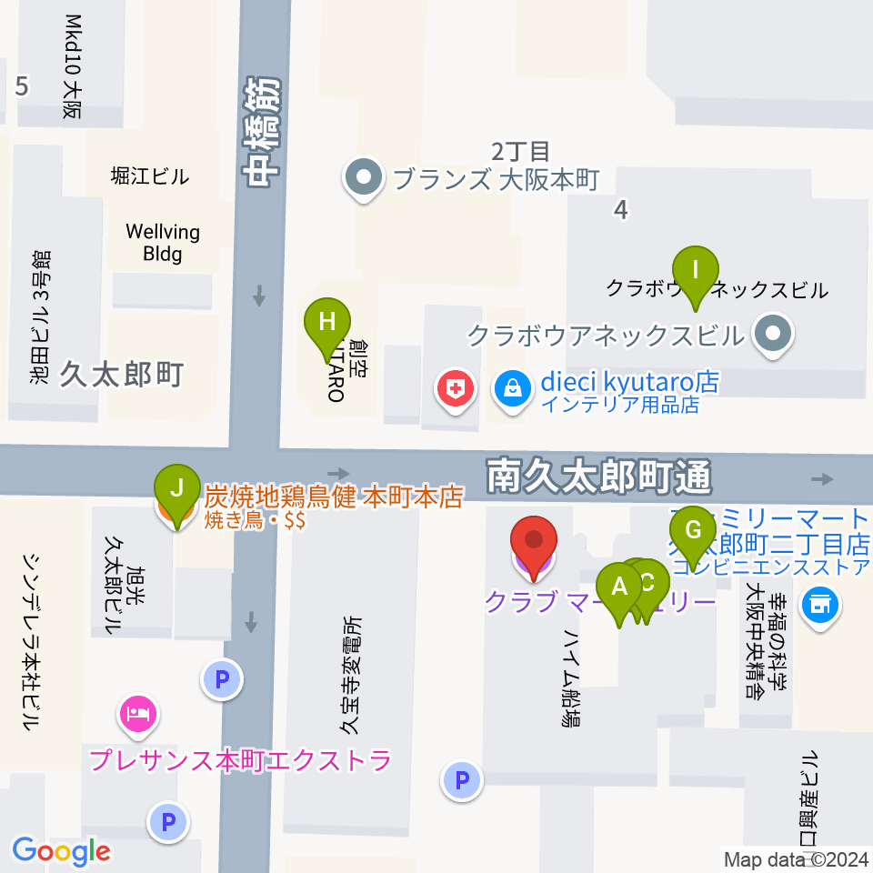 クラブマーキュリー周辺のファミレス・ファーストフード一覧地図