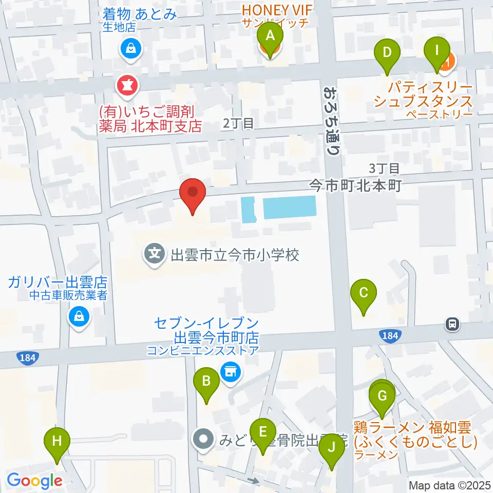 出雲芸術アカデミー音楽院周辺のファミレス・ファーストフード一覧地図