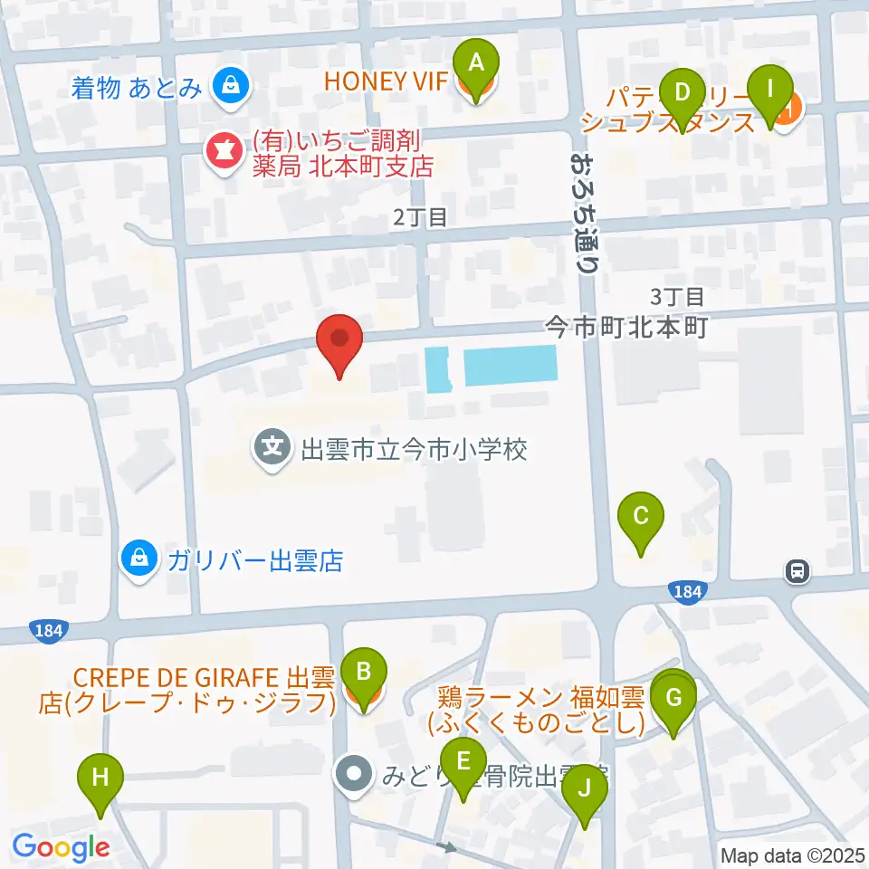 出雲芸術アカデミー音楽院周辺のファミレス・ファーストフード一覧地図
