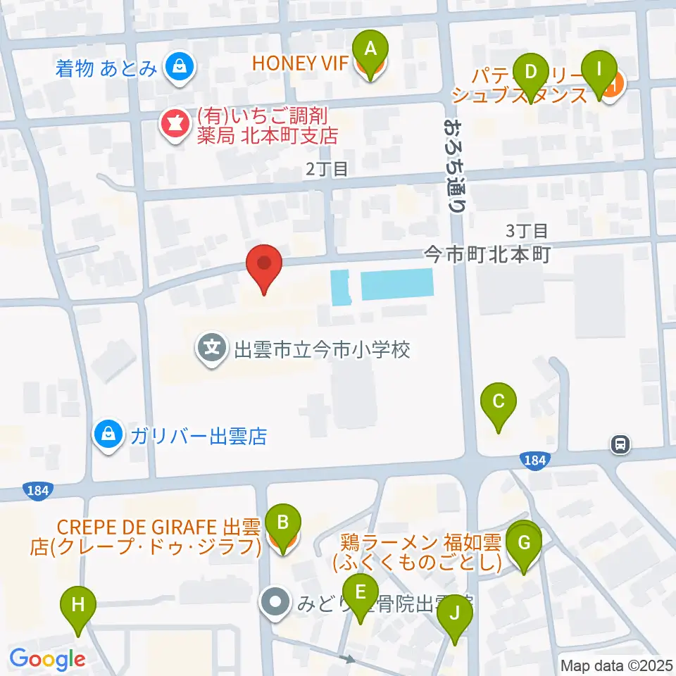 出雲芸術アカデミー音楽院周辺のファミレス・ファーストフード一覧地図