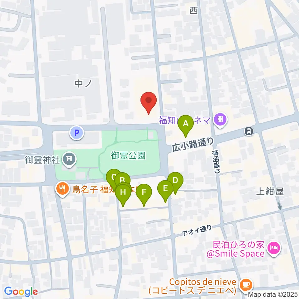 福知山市厚生会館周辺のファミレス・ファーストフード一覧地図