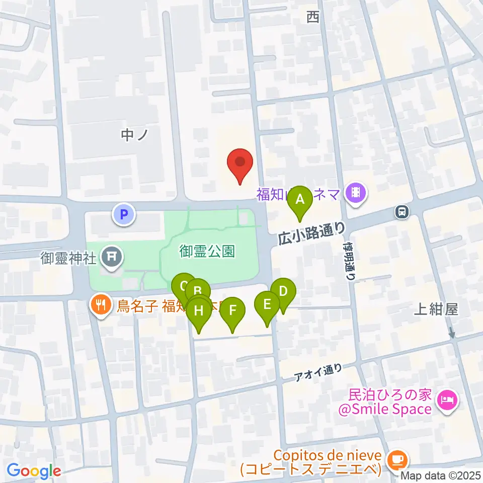 福知山市厚生会館周辺のファミレス・ファーストフード一覧地図