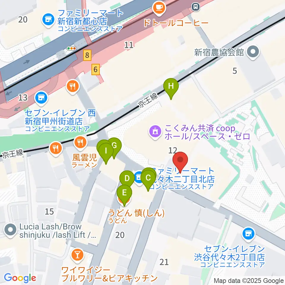 プーク人形劇場周辺のファミレス・ファーストフード一覧地図