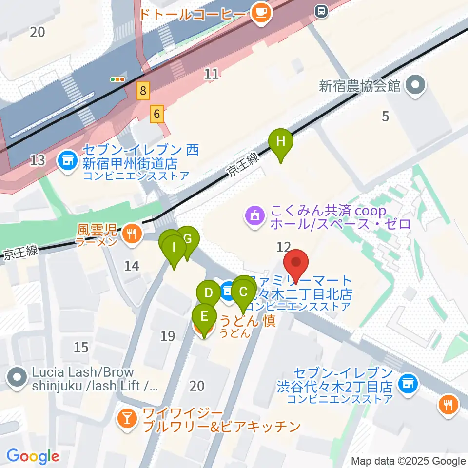プーク人形劇場周辺のファミレス・ファーストフード一覧地図