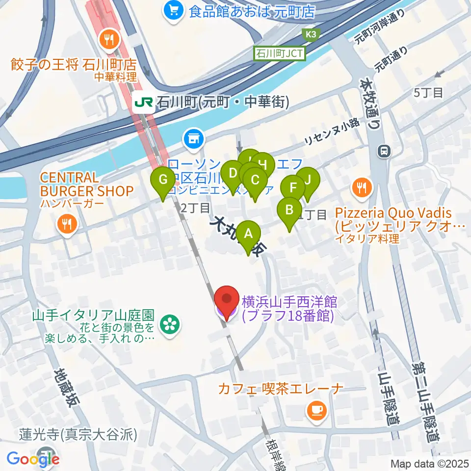 ブラフ18番館周辺のファミレス・ファーストフード一覧地図