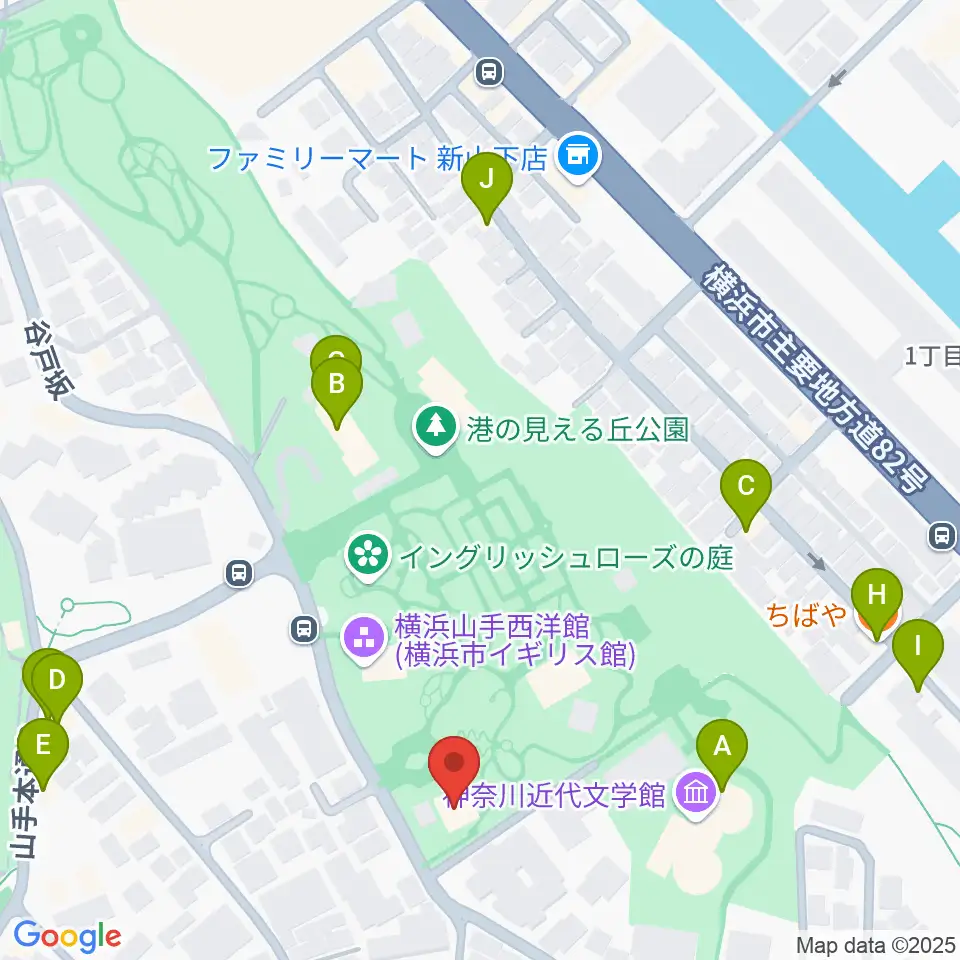 山手111番館周辺のファミレス・ファーストフード一覧地図