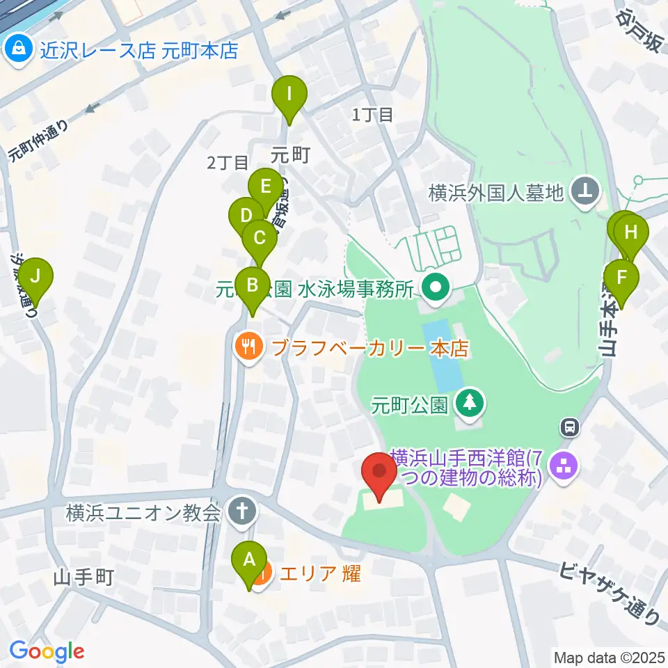 ベーリック・ホール周辺のファミレス・ファーストフード一覧地図