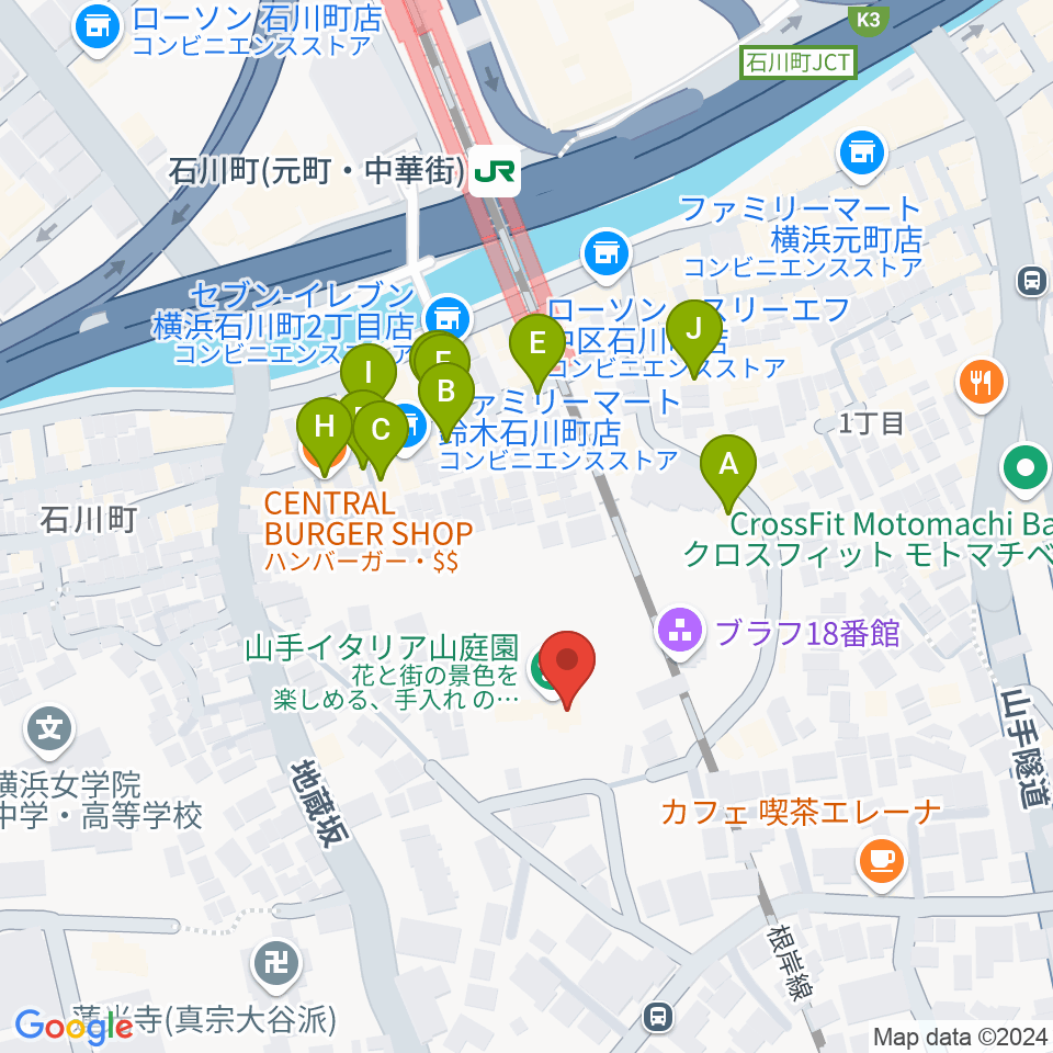 外交官の家周辺のファミレス・ファーストフード一覧地図