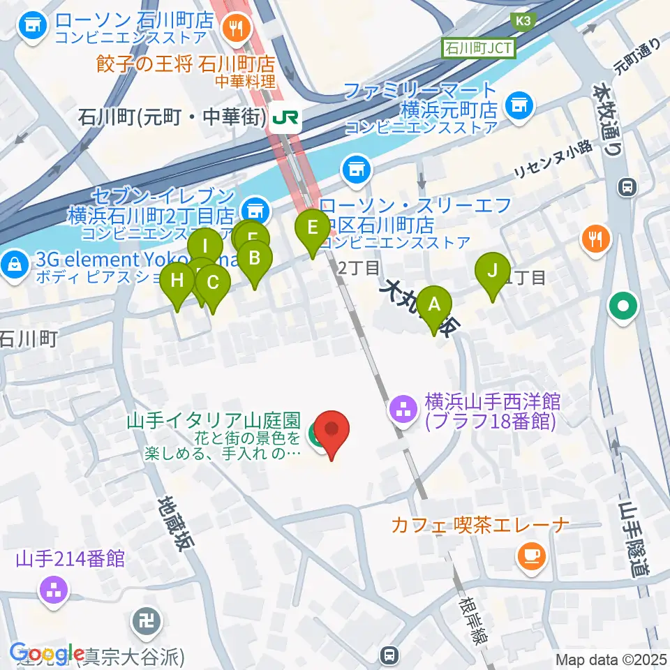 外交官の家周辺のファミレス・ファーストフード一覧地図