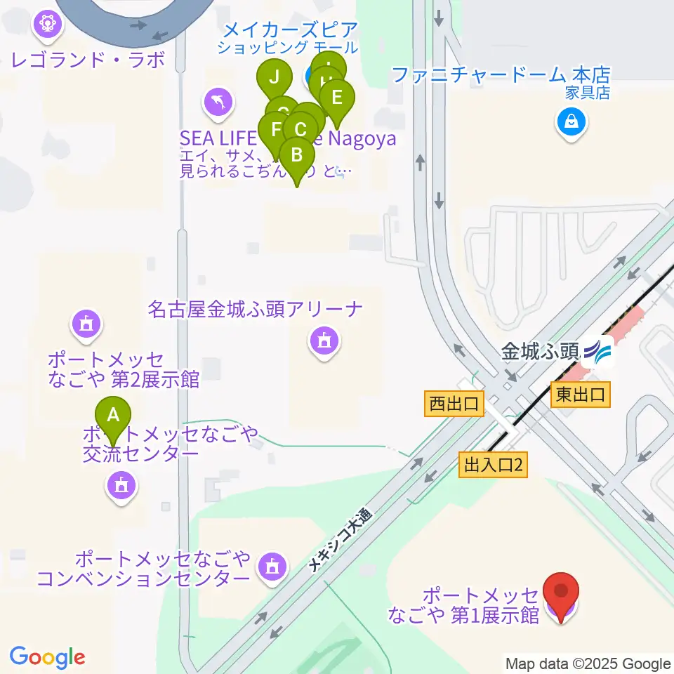 ポートメッセなごや周辺のファミレス・ファーストフード一覧地図