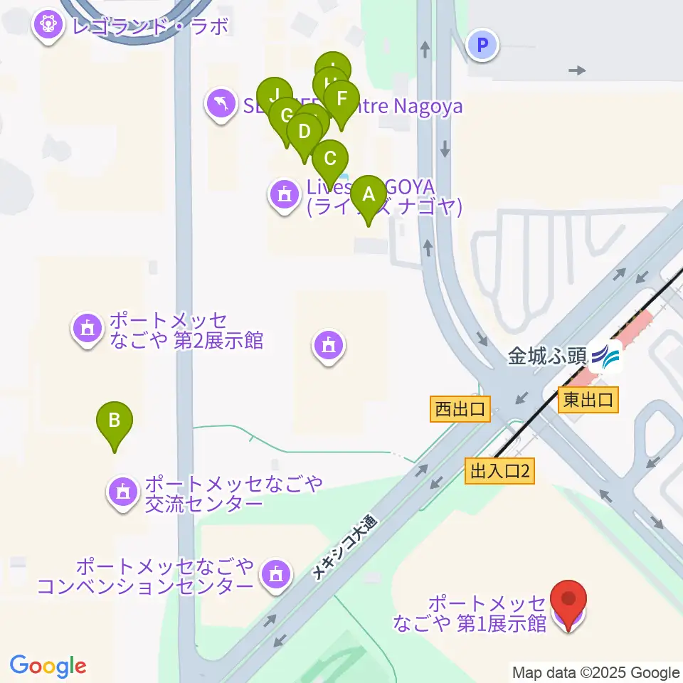 ポートメッセなごや周辺のファミレス・ファーストフード一覧地図