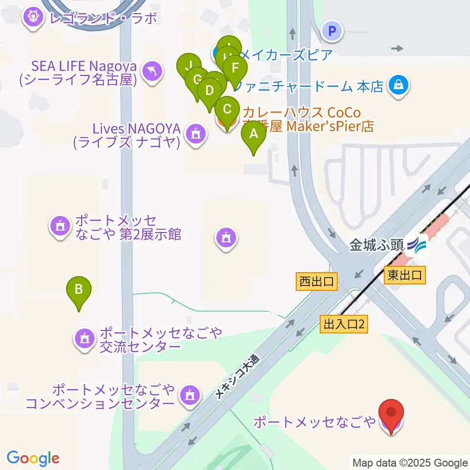 ポートメッセなごや周辺のファミレス・ファーストフード一覧地図