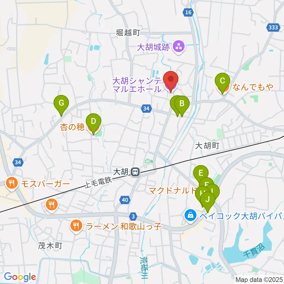 大胡シャンテ マルエホール周辺のファミレス・ファーストフード一覧地図